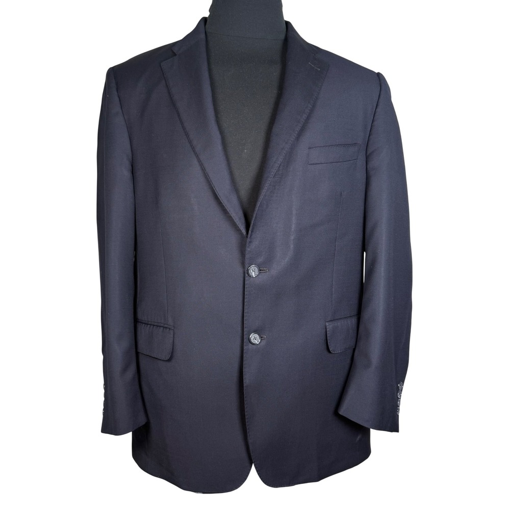 Peter Millar Blazer Sport Coat Mens 46 Navy Blue Wool Two Button Quiet Luxury